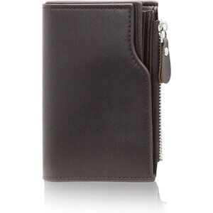 Men's Fashionable Coffee Zipper Coin Pocket Minimalist Wallet Card Designed